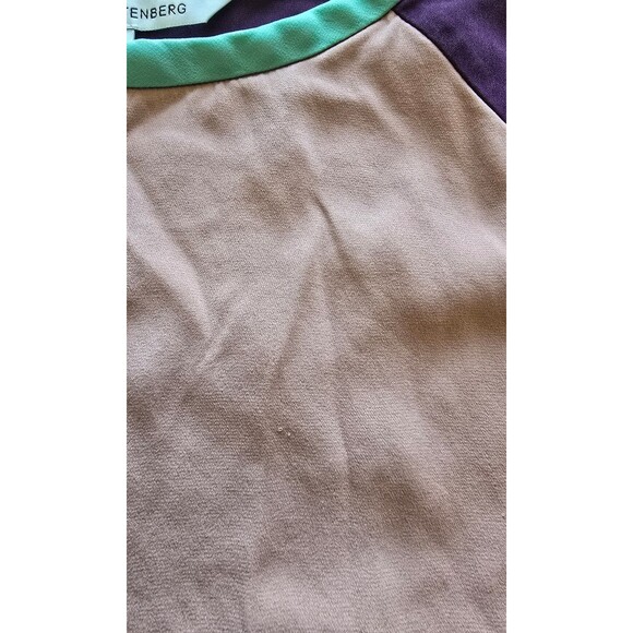 Diane Von Furstenberg color block silk baseball style shirt women's size medium - Picture 10 of 10